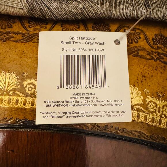 Whitmor Split Rattique Gray Wash Small Tote Sturdy Baskets Set of 3 NEW - Picture 8 of 13